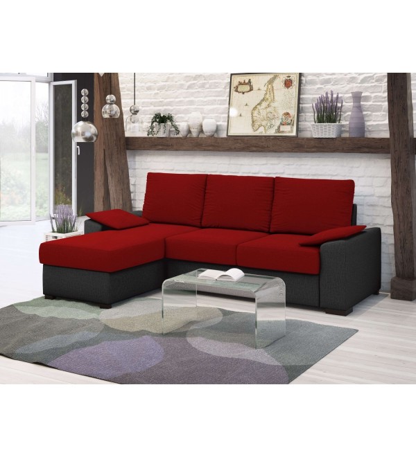 Rohová rozkládací sedačka LENA červená černá