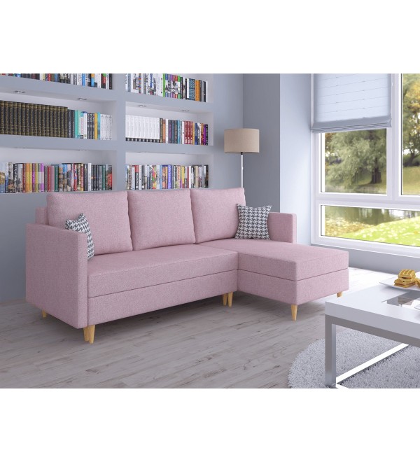 Rohová rozkládací sedačka HENOME růžová