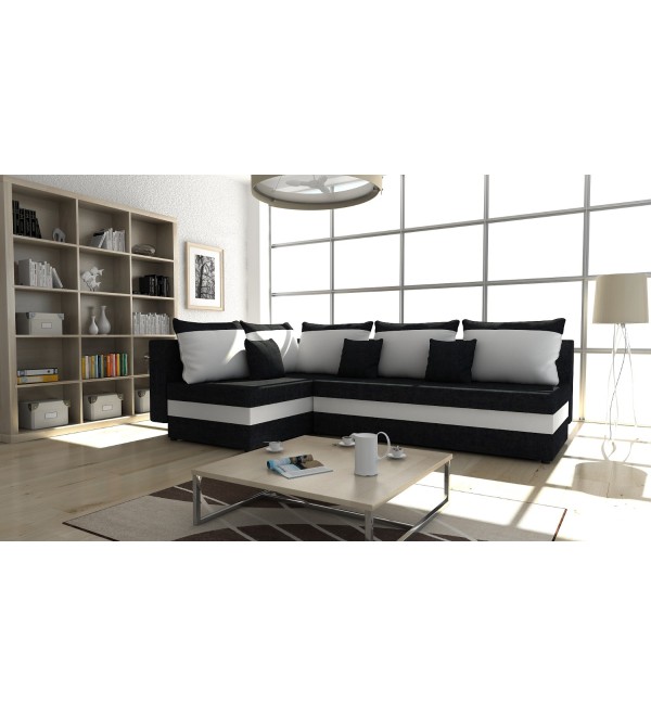 Rohová rozkládací sedačka IREN černá - bílá