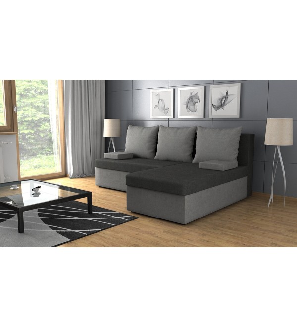 Rohová rozkládací sedačka CINDY tmavěšedá-světlešedá