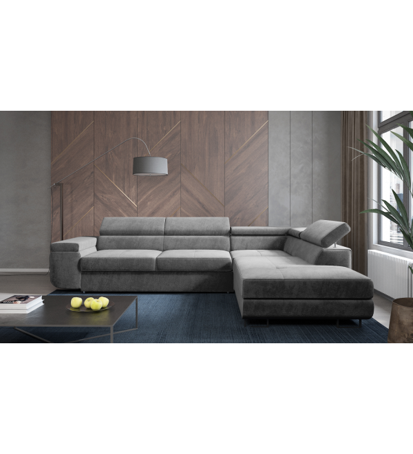 Rohová rozkládací sedačka ATOMO šedá