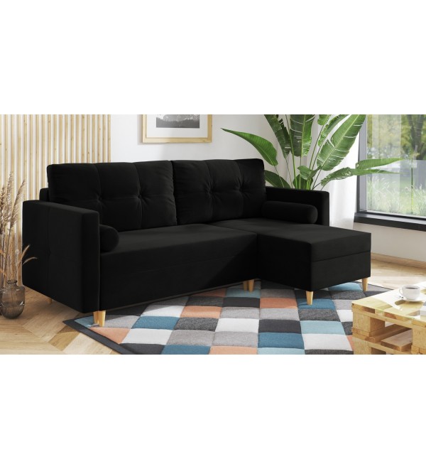 Rohová rozkládací sedačka HEKTOR černá