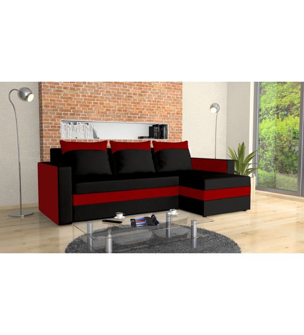 Rohová rozkládací sedačka EMA červená černá