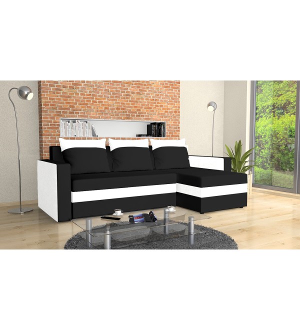 Rohová rozkládací sedačka EMA černá bílá