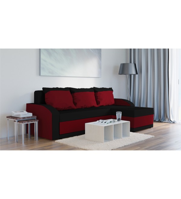 Rohová rozkládací sedačka Henrieta černo-červená