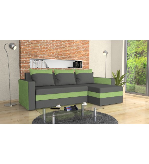Rohová rozkládací sedačka EMA zelená šedá