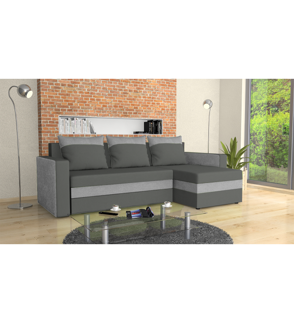 Rohová rozkládací sedačka EMA šedá šedá