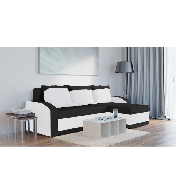 Rohová rozkládací sedačka Henrieta černo-bílá