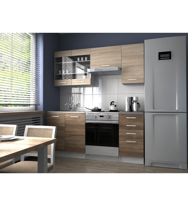 Kuchyňská linka PAULA KLASIK 180/120 dub sonoma + tobacco