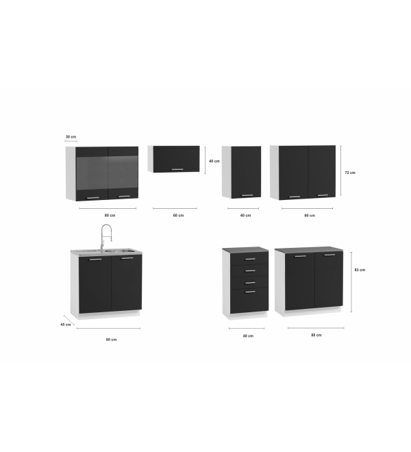 Kuchyňská linka PAULA KLASIK 260/200 bílá + dub artisan