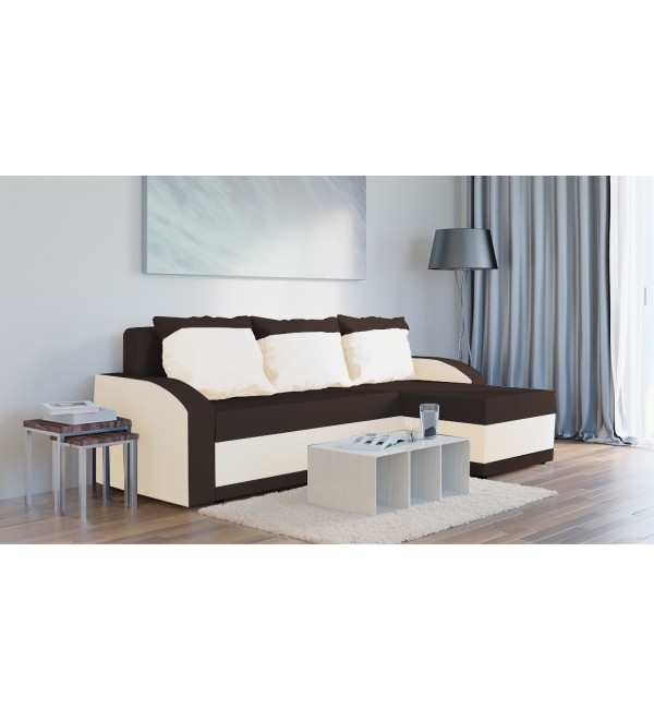 Rohová rozkládací sedačka Henrieta světlehnědá-béžová