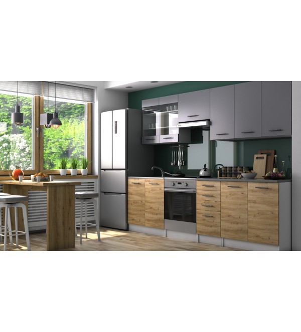 Kuchyňská linka PAULA KLASIK 260/200 artisan šedá