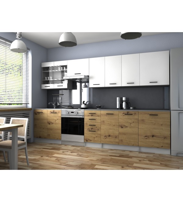 Kuchyňská linka PAULA KLASIK 320/260 bílá + dub artisan