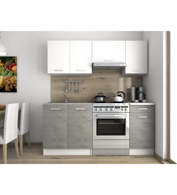 Kuchyňská linka LENA LUX 180/120 bílá + beton