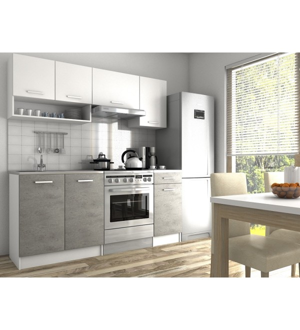 Kuchyňská linka LUMA LUX 180/120 bílá + beton