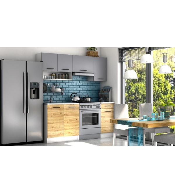 Kuchyňská linka LUMA LUX 180/120 dub artisan + šedá