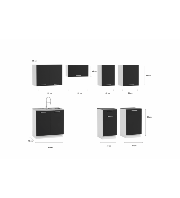 Kuchyňská linka LENA LUX 240/180 bílá + dub artisan