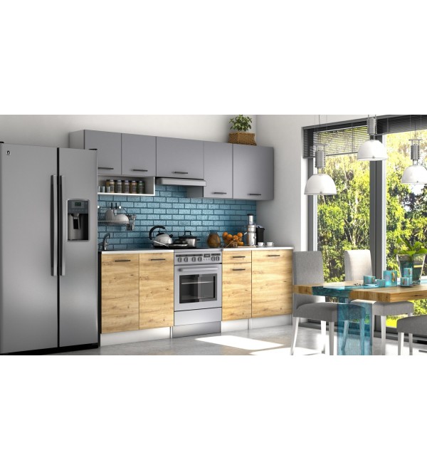 Kuchyňská linka LUMA LUX 240/180 šedá + artisan