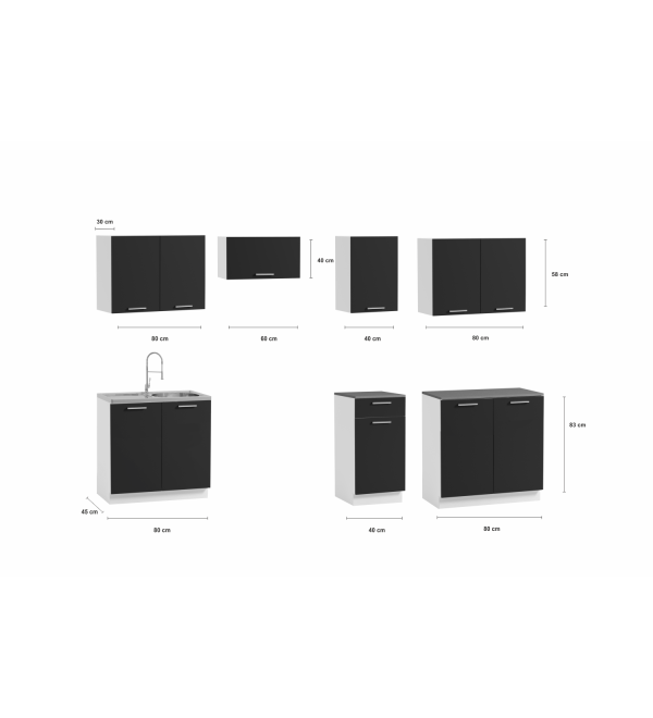 Kuchyňská linka LENA LUX 260/200 bílá + dub artisan