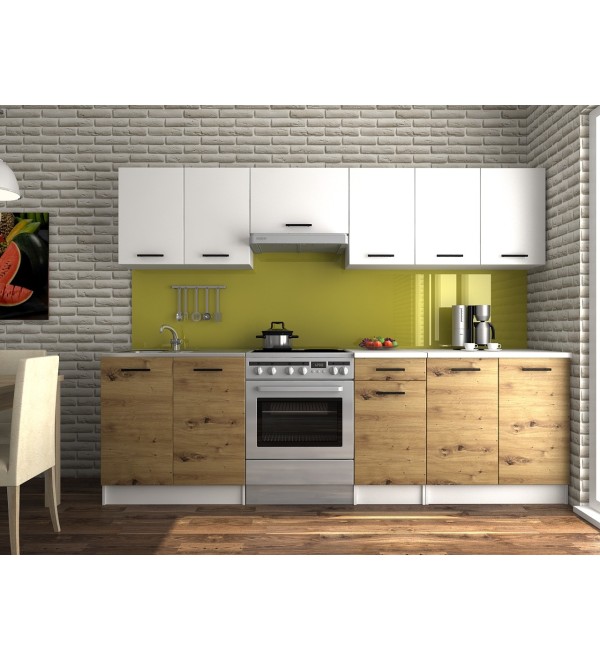 Kuchyňská linka LENA LUX 260/200 bílá + dub artisan