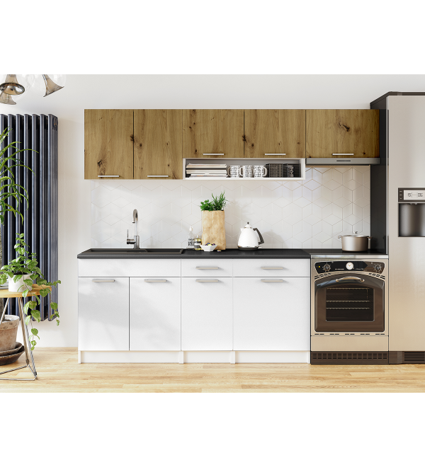 Kuchyňská linka VERUNE LUX 240/180 dub artisan + bílá