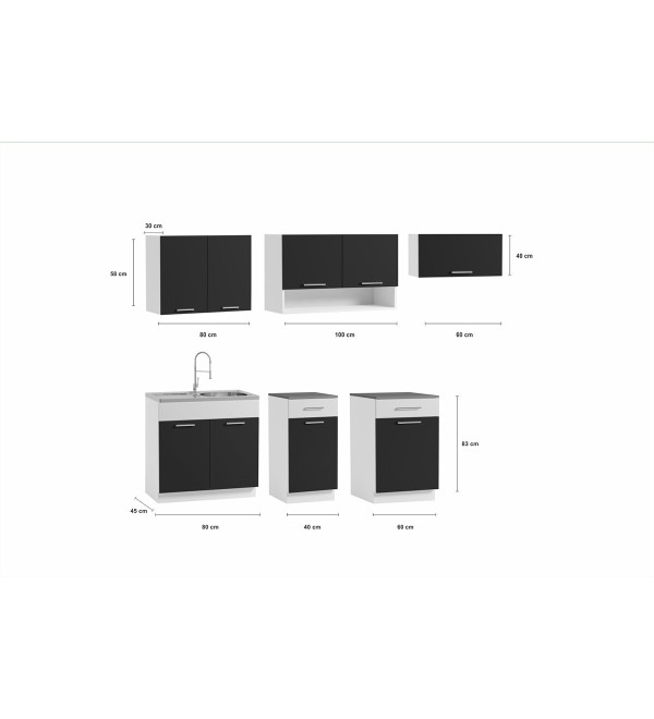 Kuchyňská linka VERUNE LUX 240/180 námořnická modrá + bílá