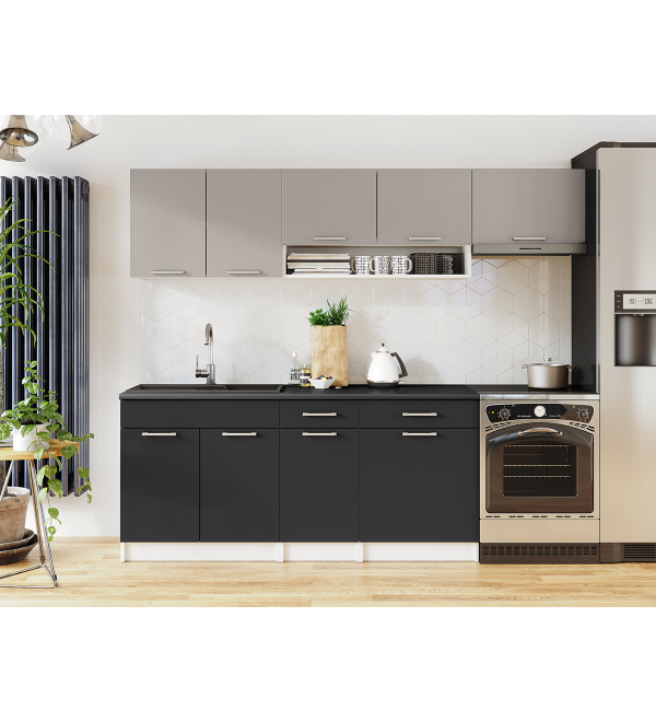 Kuchyňská linka VERUNE LUX 240/180 grafit + šedá
