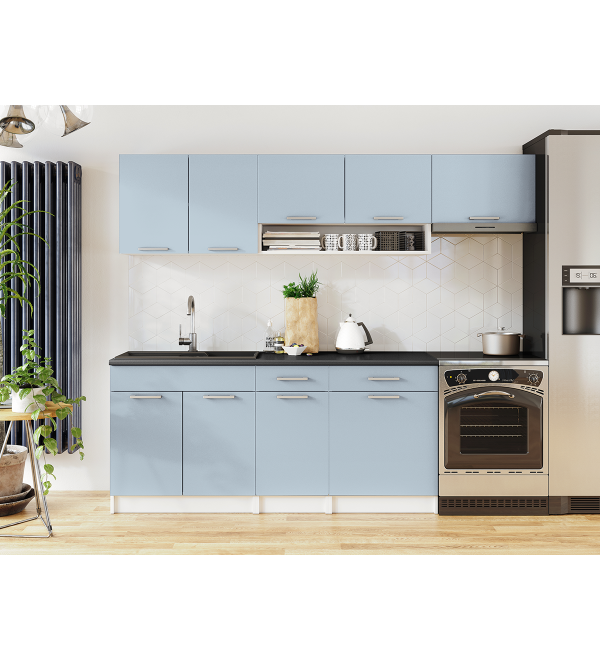 Kuchyňská linka VERUNE LUX 240/180 světle modrá