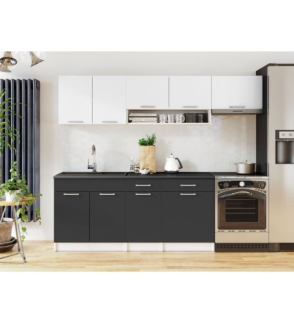 Kuchyňská linka VERUNE LUX 240/180 bílá grafit