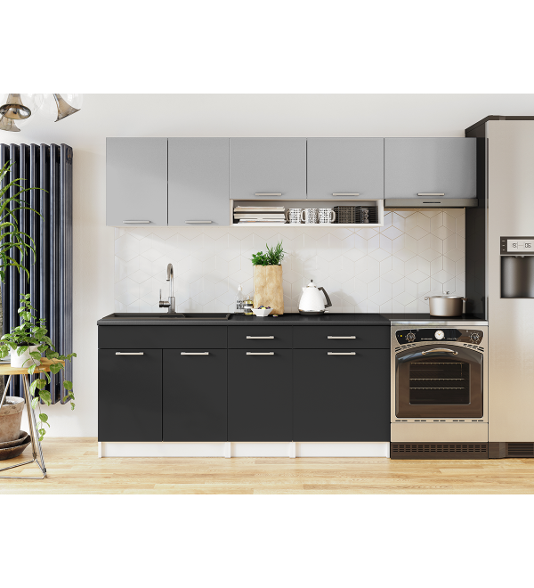 Kuchyňská linka VERUNE LUX 240/180 popelavě šedá - grafit