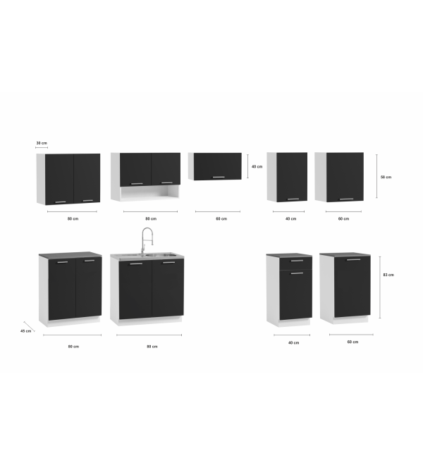 Kuchyňská linka KOLIBA LUX 320/260 bílá + dub artisan