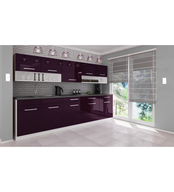 Kuchyňská linka VENDY LUX 260/260 fialová lesk