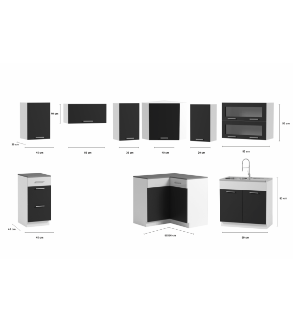 Kuchyňská linka TONY 360/300 LUX červená lesk