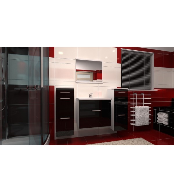 Koupelnová sestava STELO  - černý lesk / bílá