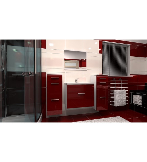 Koupelnová sestava STELO  - bordová lesk / bílá