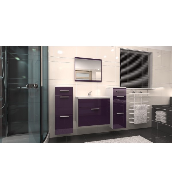 Koupelnová sestava STELO  - fialová lesk / bílá