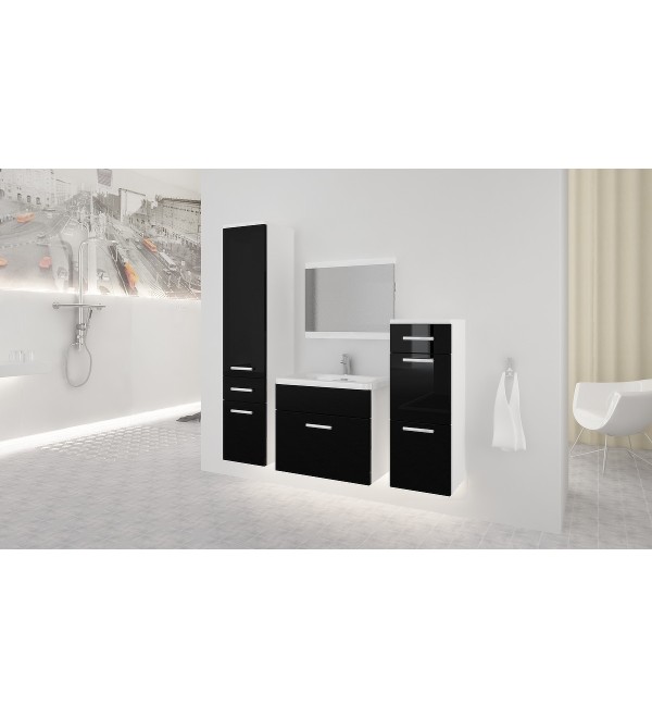 Koupelnová sestava LOKOS bílá / černá lesk