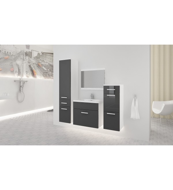 Koupelnová sestava LOKOS bílá / šedý lesk