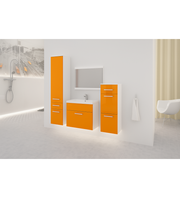 Koupelnová sestava LOKOS bílá / oranžová lesk