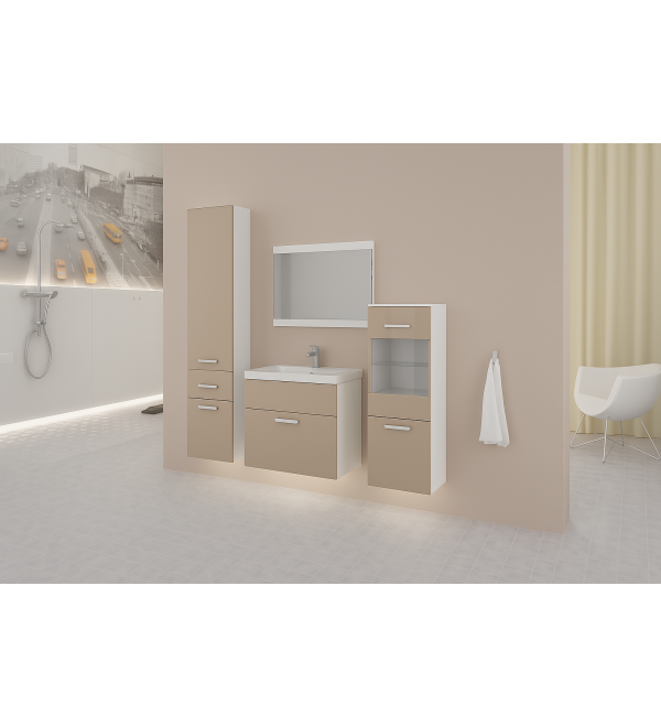 Koupelnová sestava LOKOS bílá / cappucino lesk