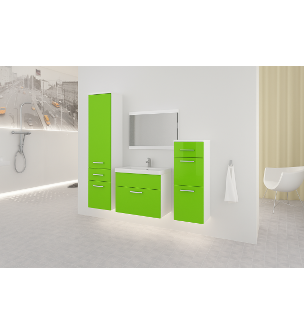 Koupelnová sestava LOKOS bílá / zelený lesk