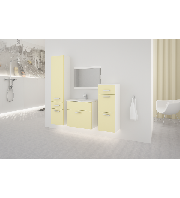 Koupelnová sestava LOKOS bílá / vanilková lesk