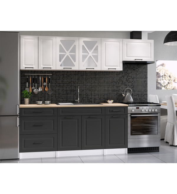 Kuchyňská linka SIMONE SCANDI 240/180 bílá grafit matná