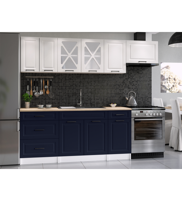 Kuchyňská linka SIMONE SCANDI 240/180 námořnická modrá + bílá mat