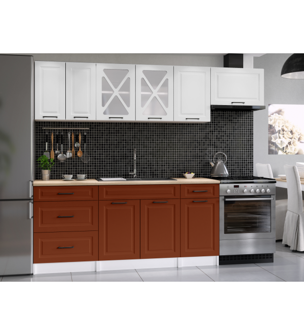 Kuchyňská linka SIMONE SCANDI 240/180 cihlová + bílá