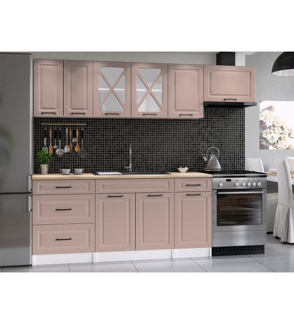 Kuchyňská linka SIMONE SCANDI 240/180 růžově béžová
