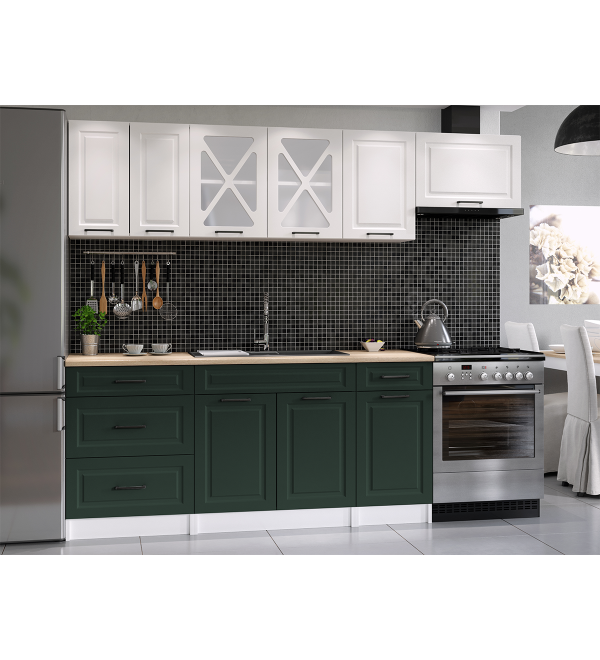 Kuchyňská linka SIMONE SCANDI 240/180 zelená + bílá matná