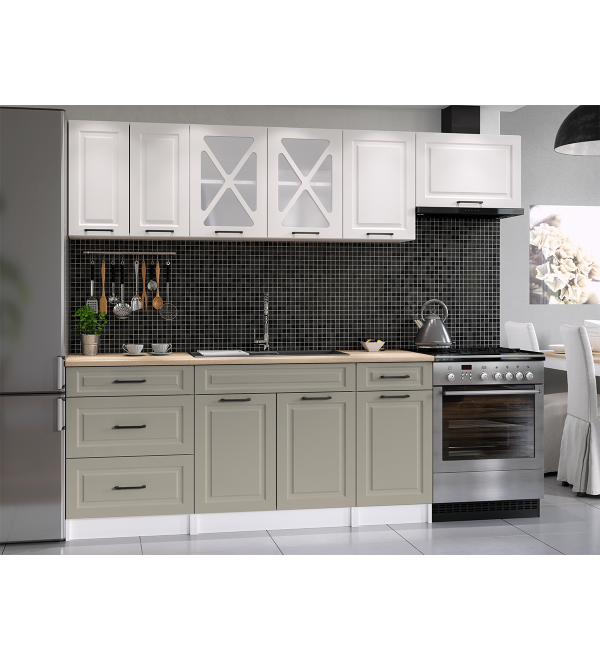 Kuchyňská linka SIMONE SCANDI 240/180 stone šedá + bílá