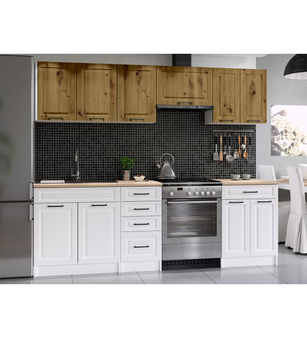 Kuchyňská linka BARBARA SCANDI 240/180 dub artisan + bílá