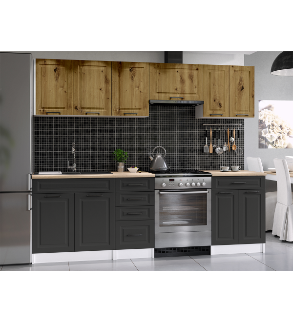 Kuchyňská linka BARBARA SCANDI 240/180 dub artisan + grafit